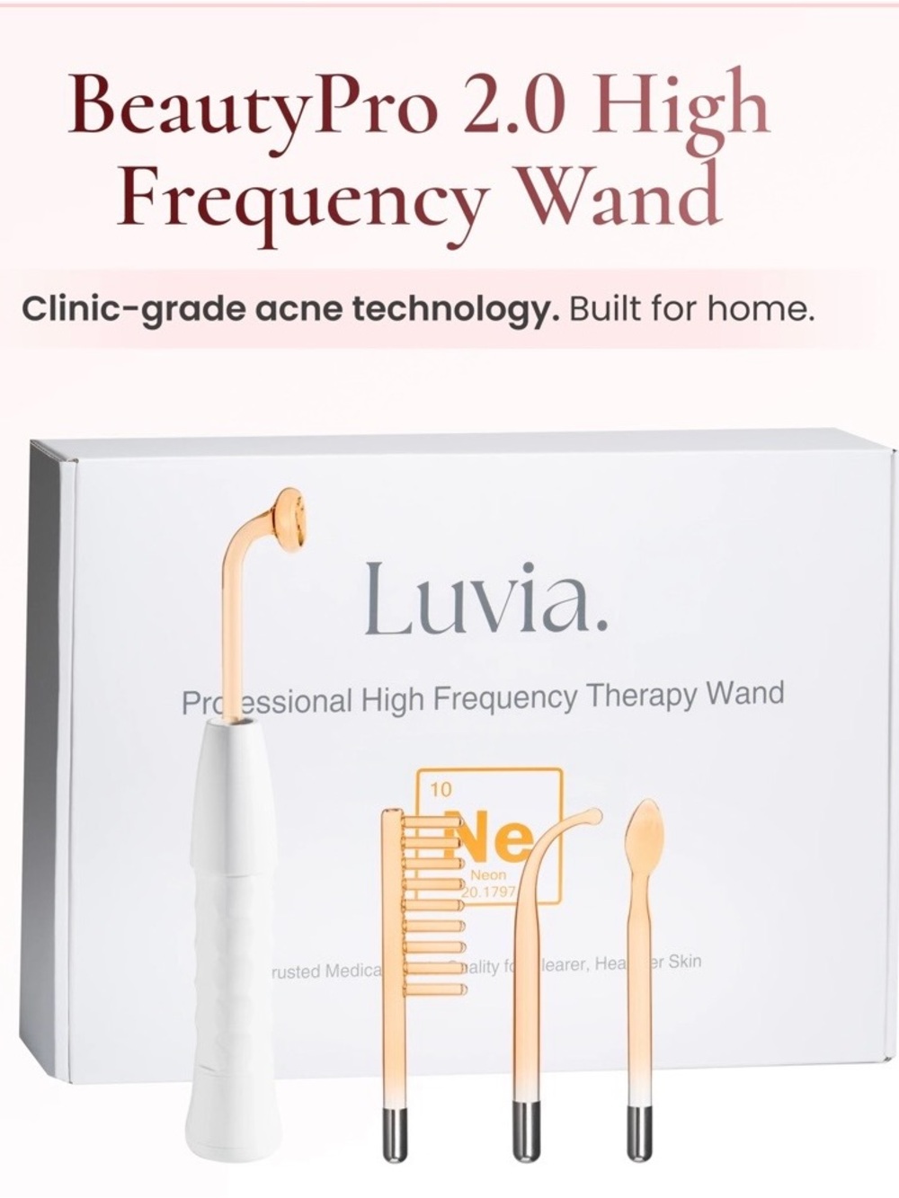 Luvia Professional High Frequency Therapy Wand 4 Neon Heads NEW